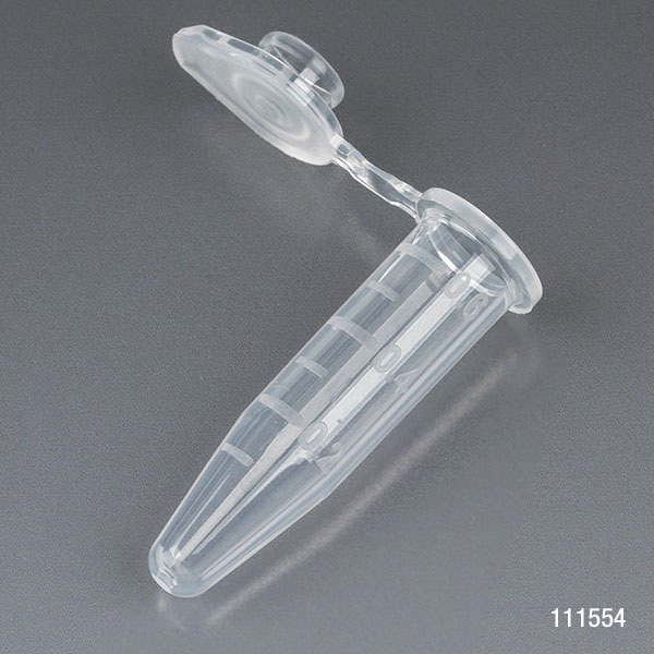 Microcentrifuge Tube, 0.5Ml, Pp, Attached Snap Cap, Graduated, Natural, Certified: Rnase, Dnase And Pryogen Free, 500/Stand Up Zip Lock Bag