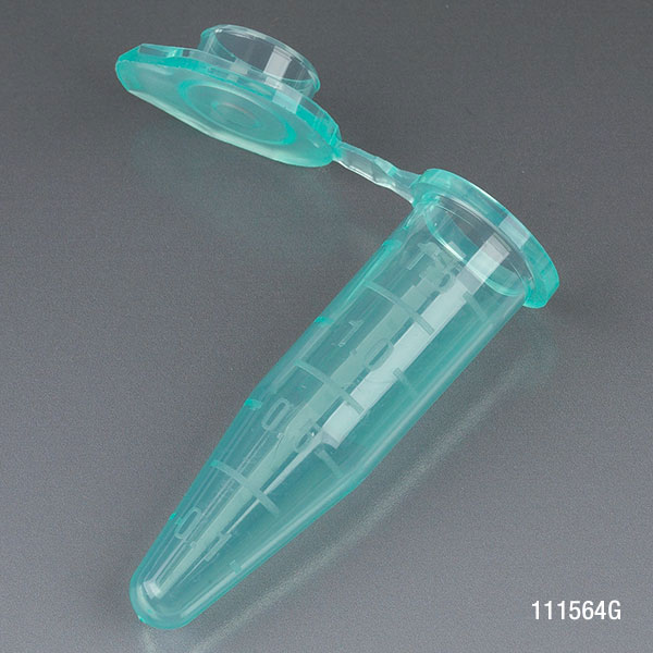 1.5Ml Microcentrifuge Tube, Pp, Attached Snap Cap, Green, Graduated, Certified Rnase, Dnase, Pyrogen & Human Dna Free, Self-Standing Tamper Evident Bag