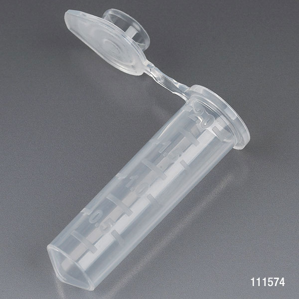 Microcentrifuge Tube, 2.0Ml, Pp, Attached Snap Cap, Graduated, Natural, Certified: Rnase, Dnase And Pryogen Free, 500/Stand Up Zip Lock Bag