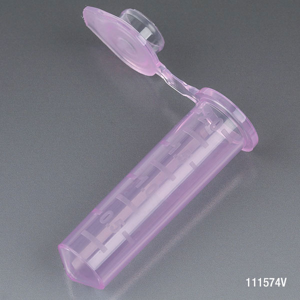 Microcentrifuge Tube, 2.0Ml, Pp, Attached Snap Cap, Graduated, Violet, Certified: Rnase, Dnase And Pryogen Free, 500/Stand Up Zip Lock Bag